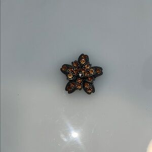 Vintage Black and Orange Floral Brooch